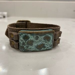 Turquoise and Brown Leather Bracelet